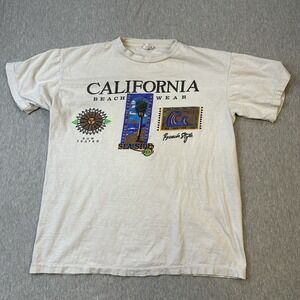 VTG Caribbean Dream California Beach Wear T-Shirt Mens XL White Thrashed Stained